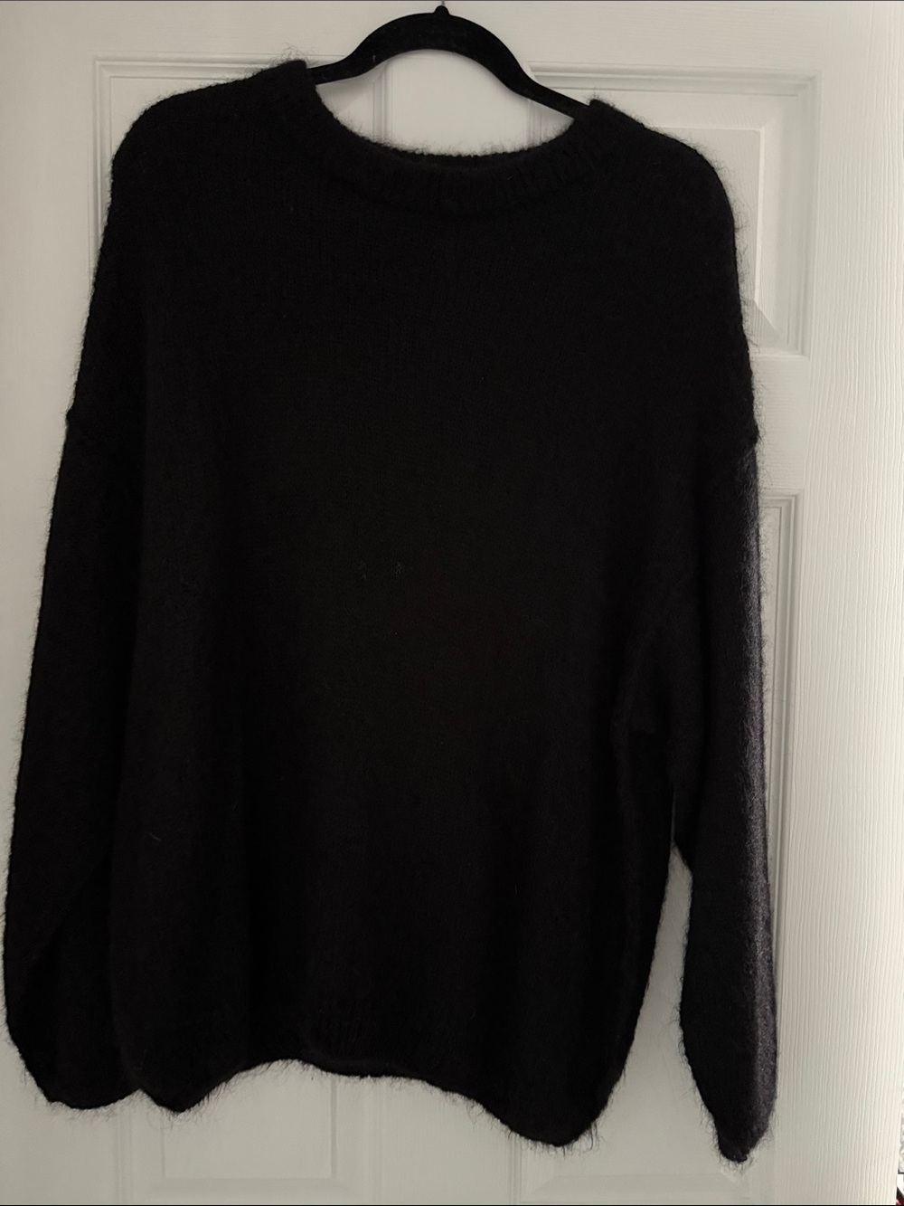 Free People Black Fuzzy Crewneck Sweater